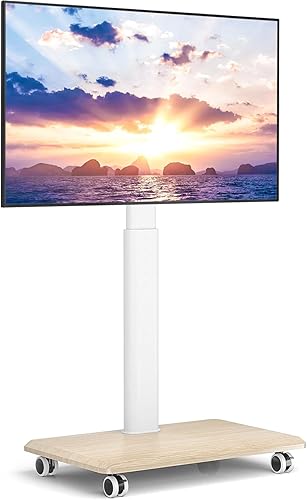 Rfiver Soporte de TV con ruedas para televisores de 32 a 70 pulgadas, moderno soporte de TV portátil de esquina con ruedas mejoradas, 9 niveles de