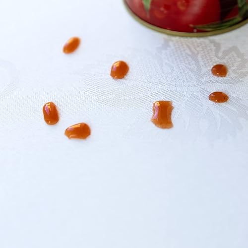 Miniatura 4 de Mantel cuadrado de encaje beige premium para granja, impermeable, a prueba de aceite, a prueba de derrames, antiarrugas, suave, resistente a las