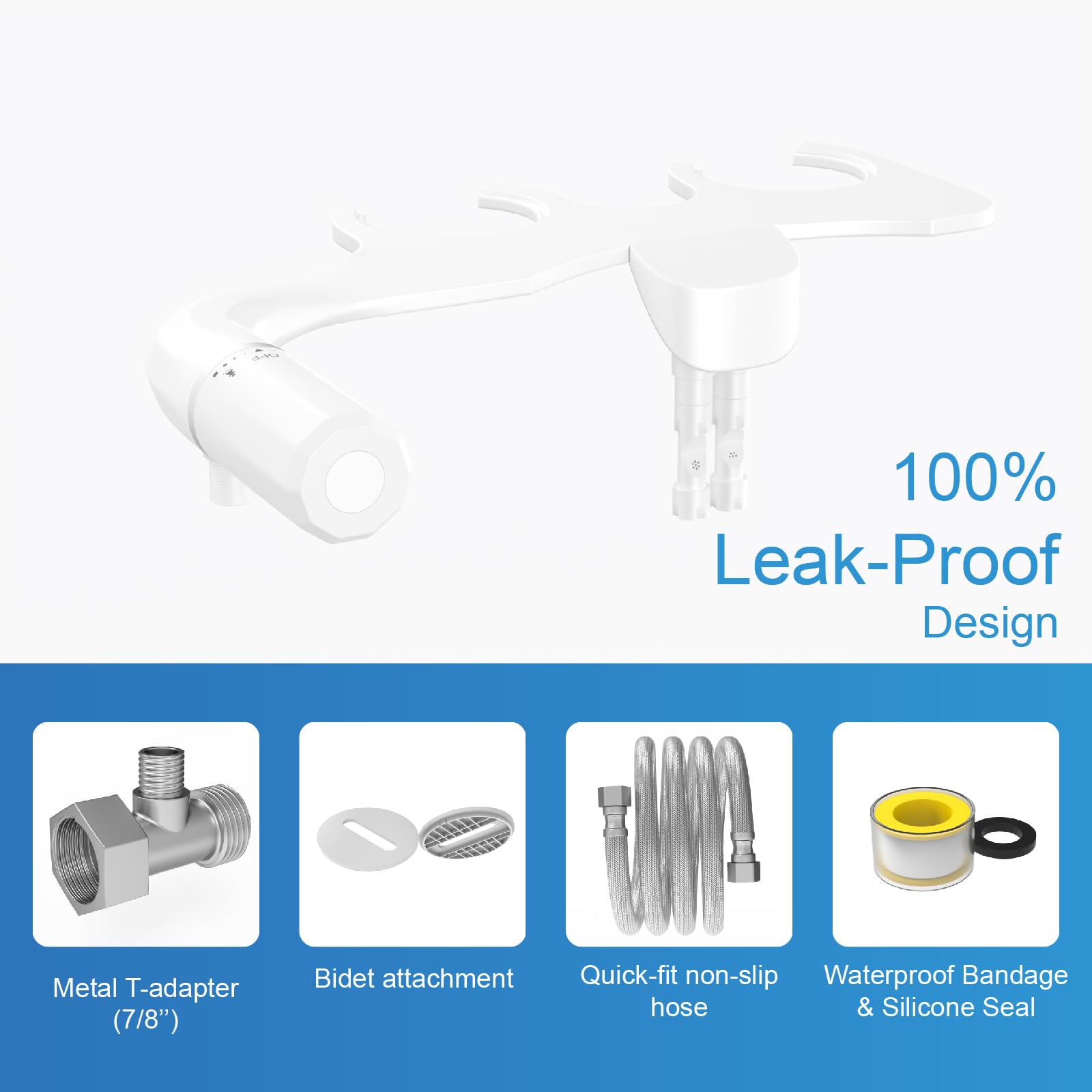 Ultra Slim Bidet Attachment for Toilet - Non-Electric Dual Nozzle Feminine Rear Wash - Adjustable Water Pressure - — view 4