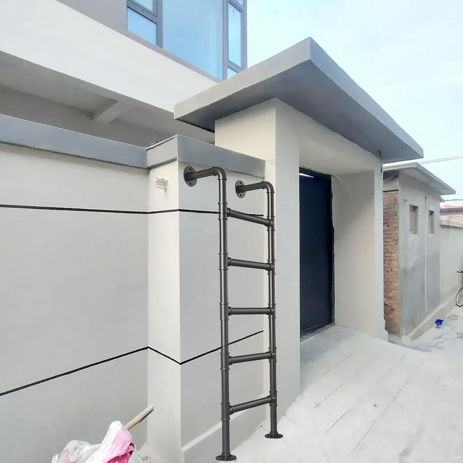 100-300cm Outdoor Climb Ladder Stable Attic Loft Ladder, Window Basement Well Egress Ladder Wrought Iron Fire Escape Ladder, RV Bunk Bed Ladder, Metal Egress Step Ladder