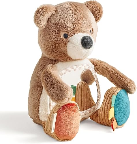 Itzy Ritzy Espejo de juguete sensorial para el tiempo boca abajo, cuenta con sonidos arrugados y tintineos, múltiples texturas y espejo para