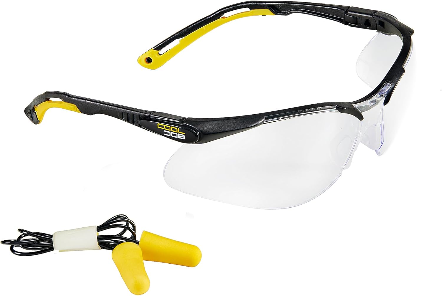 COOLJOB ANSI Z87.1 Safety Glasses with Anti-Fog Clear Lens, Anti-Scratch and 100% UV Proof Eye Protection with Earplugs