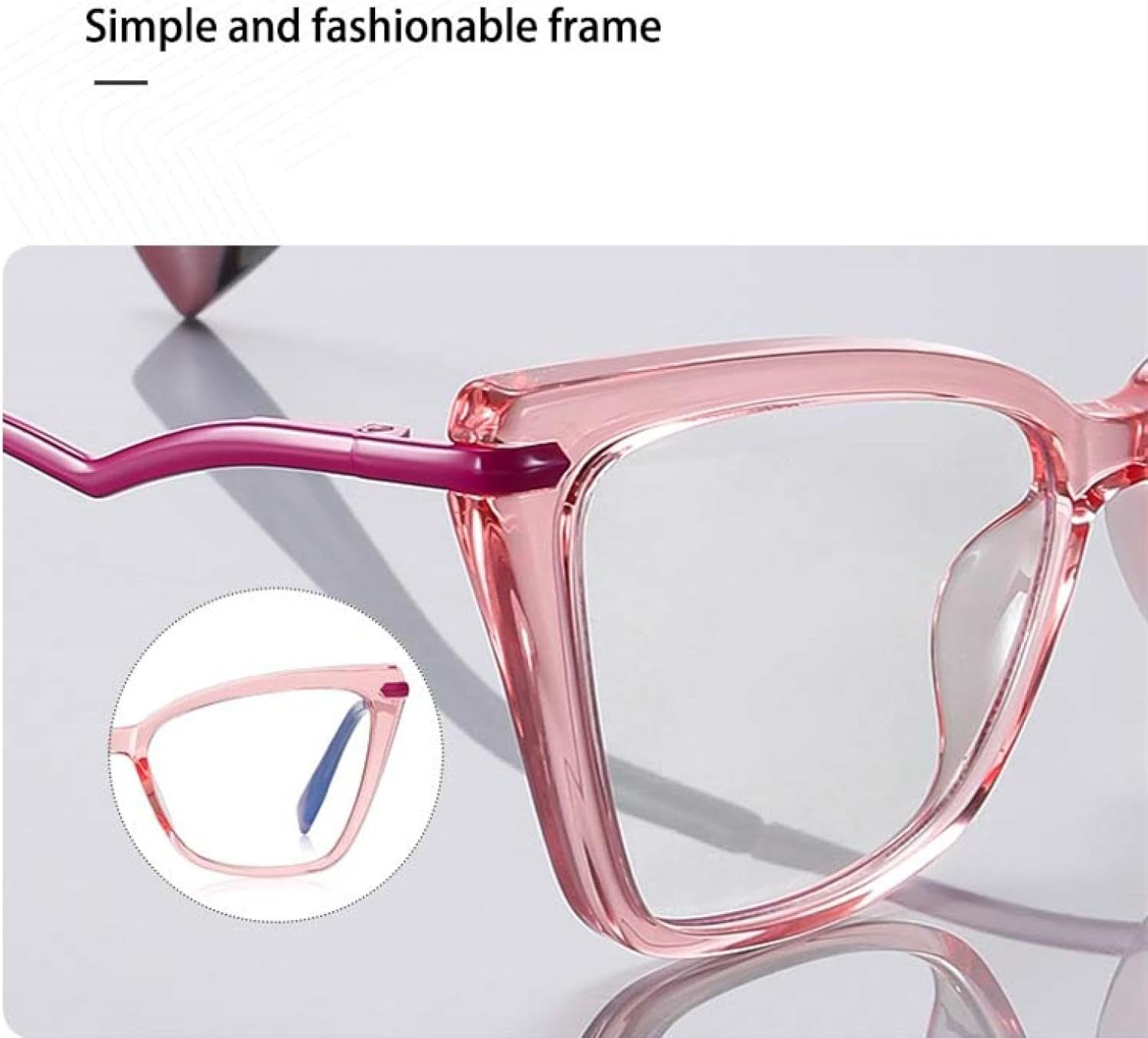 Fashion Ladies Cat Eye Frame Metal Temple Literary Glasses