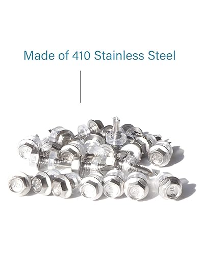 Miniatura 4 de 25 tornillos autoperforantes con cabeza hexagonal de acero inoxidable #14 x 34 pulgadas, tornillos Tek de chapa metálica de rosca completa de acero