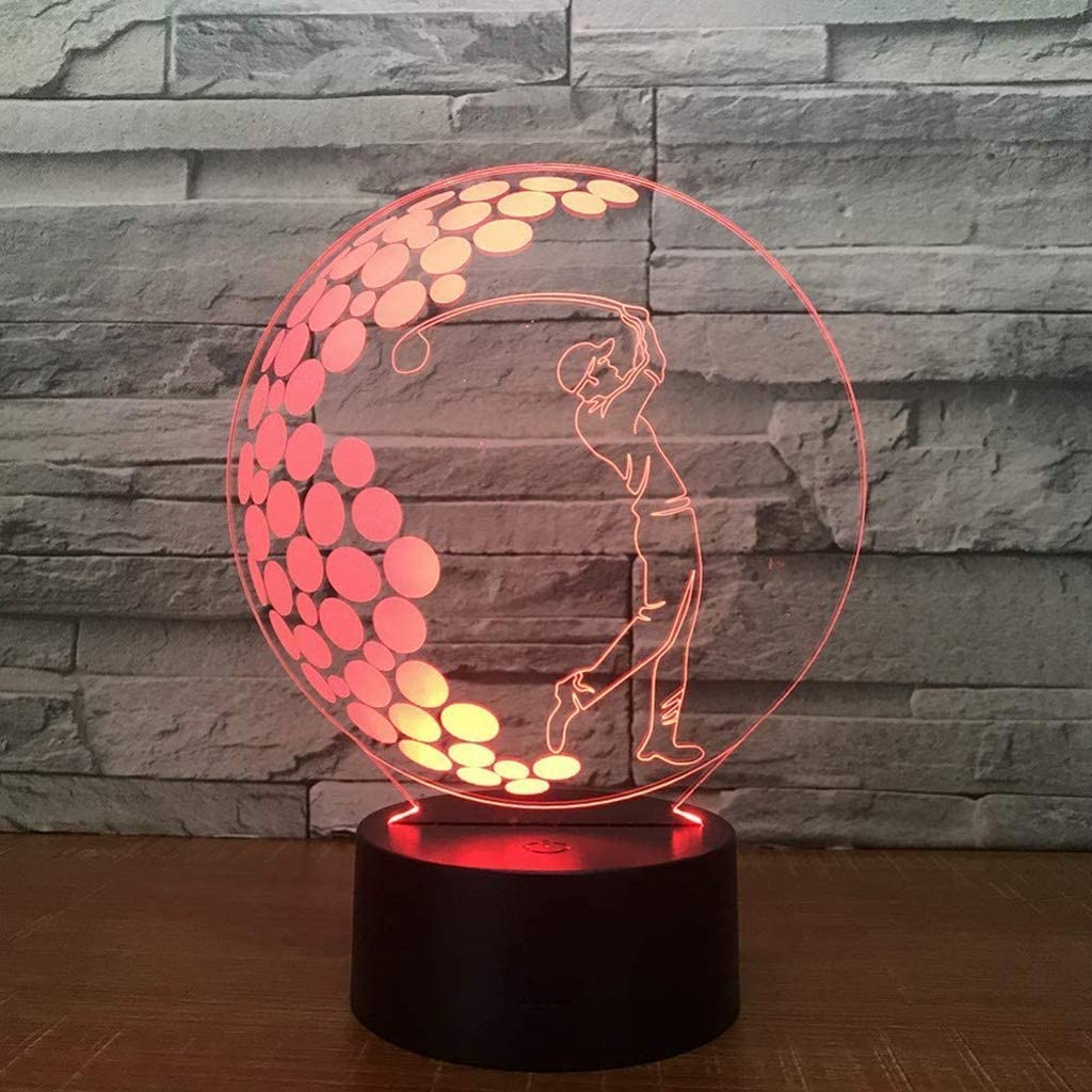 Lumière 3D pour jouer au golf, veilleuse LED 7 couleurs tactile lampe de sommeil USB simple et moderne