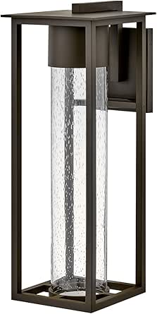 Hinkley Coen Large Wall Mount Outdoor Lantern, Composite, Clear Seedy Glass, Dark Sky, Oil Rubbed Bronze Finish