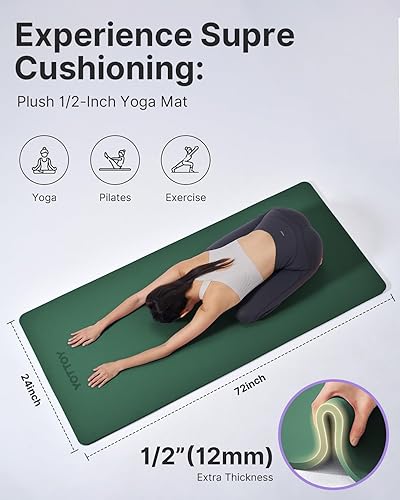 Miniatura 3 de YOTTOY Tapete de yoga extra grueso (12 pulgada), tapete profesional de TPE para ejercicio, tapete de entrenamiento antideslizante para yoga,