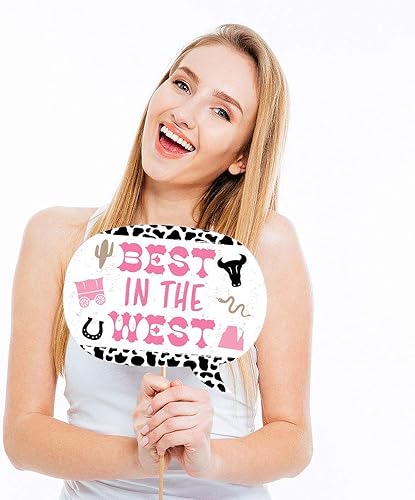 Miniatura 3 de Big Dot of Happiness Pink Western Hoedown - Kit de accesorios para cabina de fotos para fiesta de caballo vaquera, 20 unidades