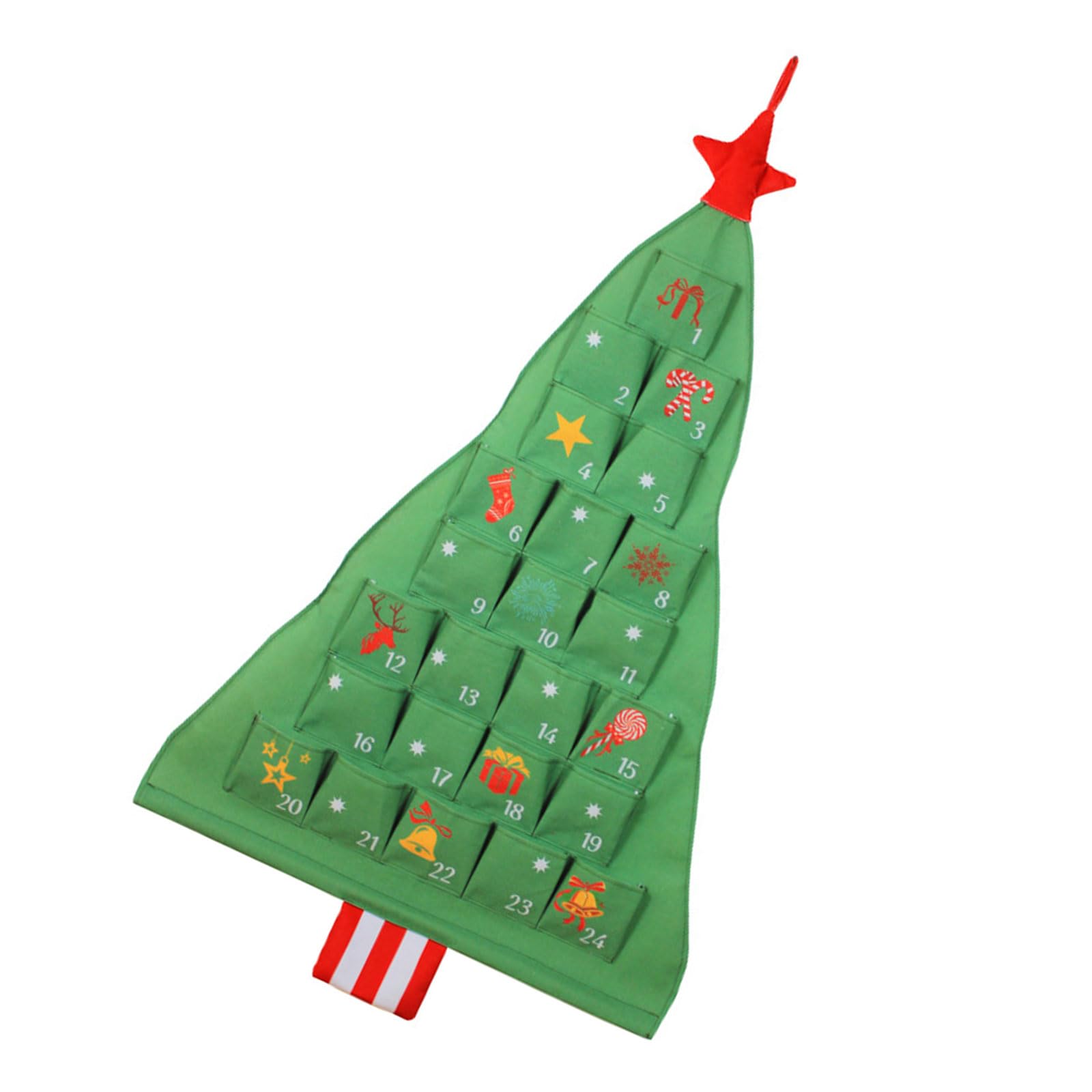 Sapin de Noël à 24 poches en tissu suspendu pour calendrier de l'Avent scolaire