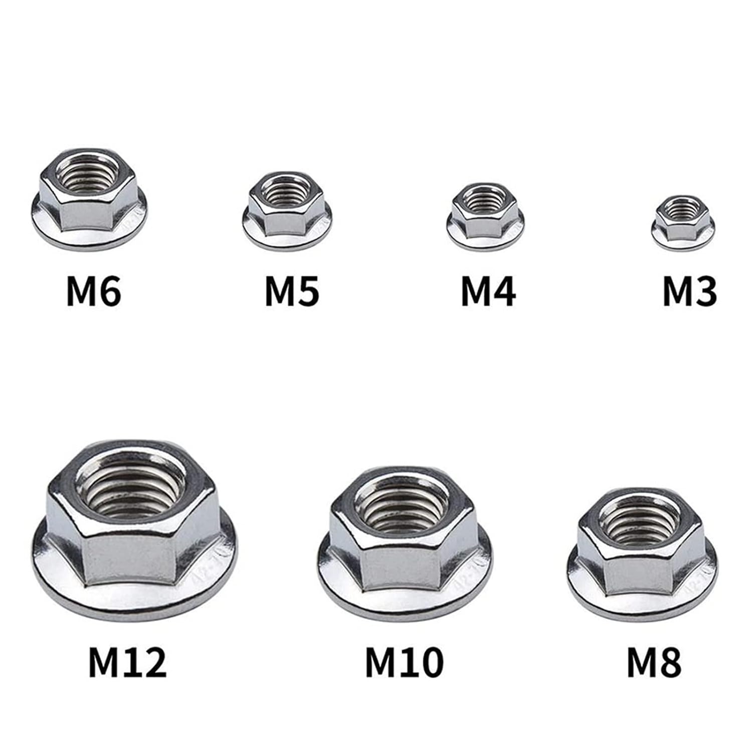 Hexagon Flange Nuts M3 M4 M5 M6 M8 M10 M12 M16 M20 304 Stainless Steel Automatic Locking Nut DIN6923 Serrated Spinlock (Size : M20 X 1pcs)