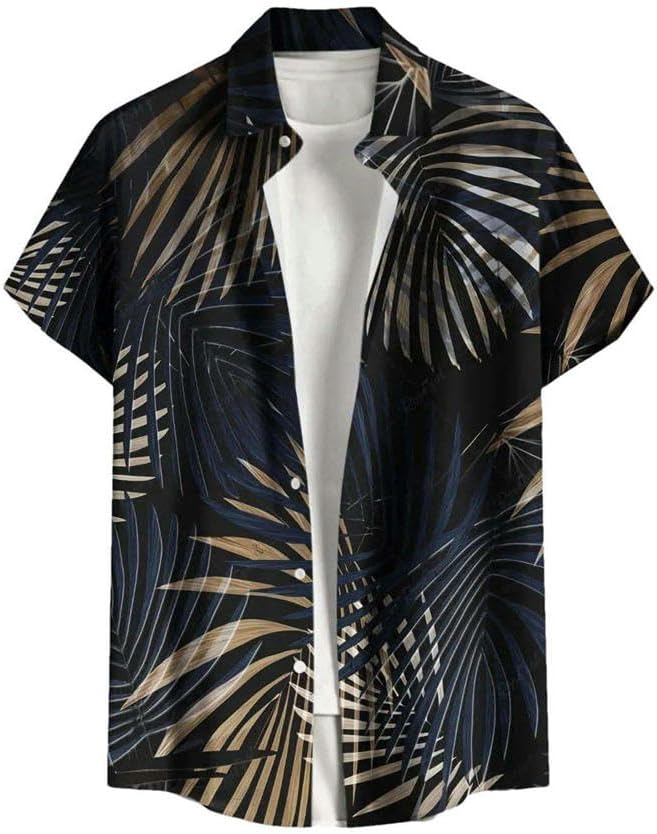 Summer Men's Shirt 3D Printing Hawaiian Lapel Button Style Beach Vacation Shirt Short Sleeve Casual Travel Cardigan