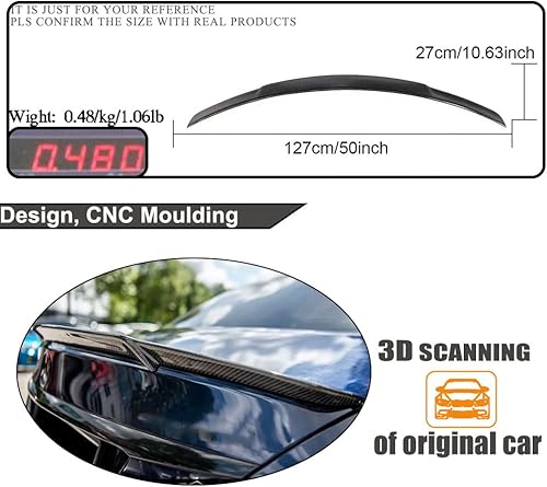 Miniatura 5 de MCARCAR KIT Alerón de maletero de fibra de carbono C300 para Mercedes Benz 2015-2021 Clase C W205 Sedan Tapa trasera de arranque Highkick Wing Lip