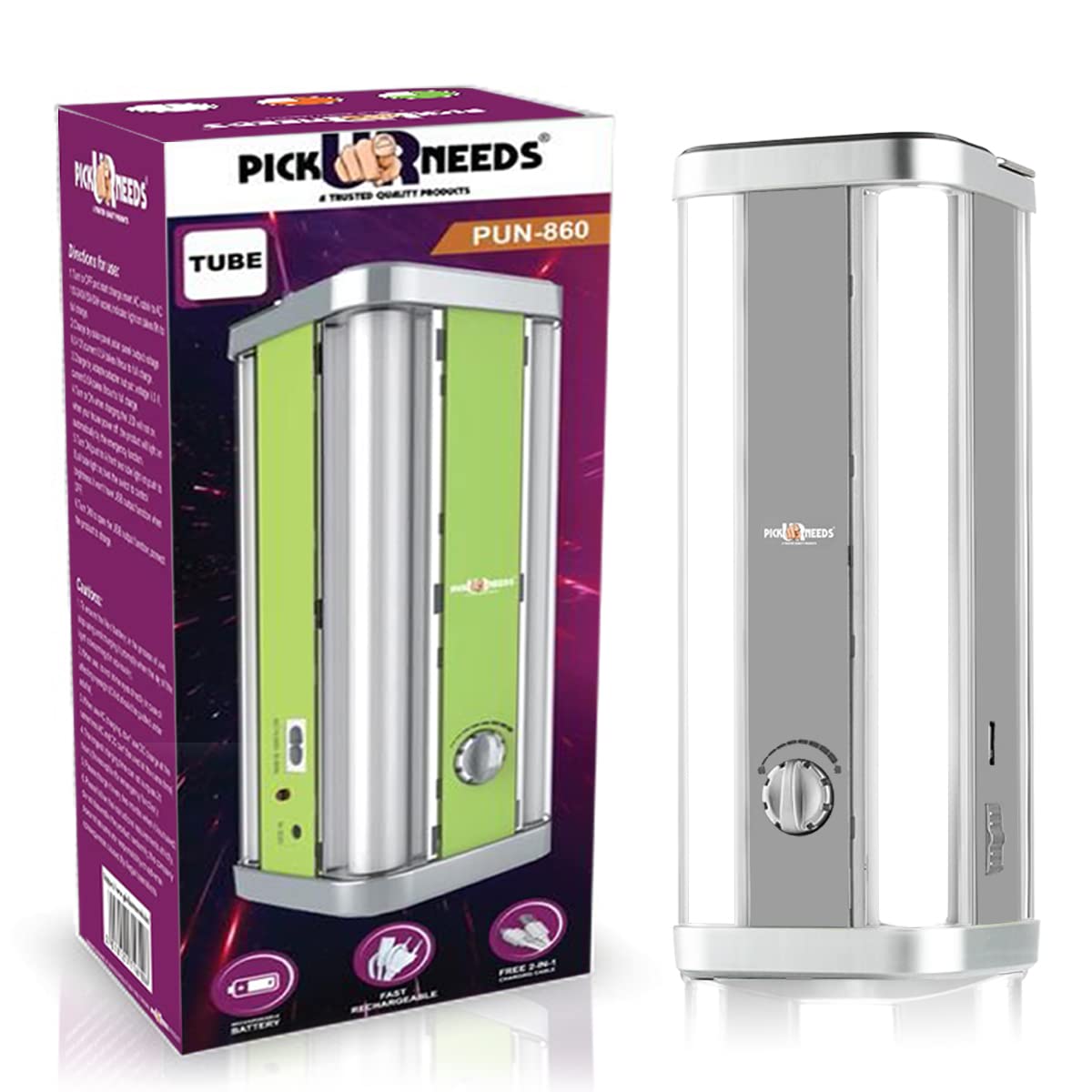 Pick Ur Needs Rechargeable Home Emergency 4 Tube Lantern Light with Hanging Handle (White) (B09C29DZ7P) Amazon Price History, Amazon Price Tracker