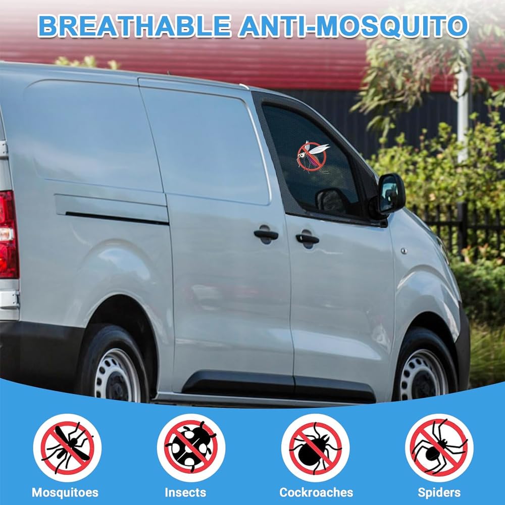 Zanzariera per Finestrino Auto per Citroen Jumpy, Protezione Contro le Zanzare, 2 Pezzi Protezione Solare per Finestrini Dell'Auto