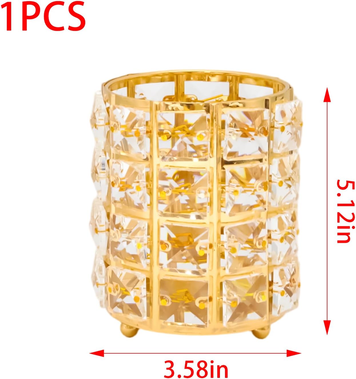 Gold Makeup Brush Holder Organizer Crystal Storage Cup