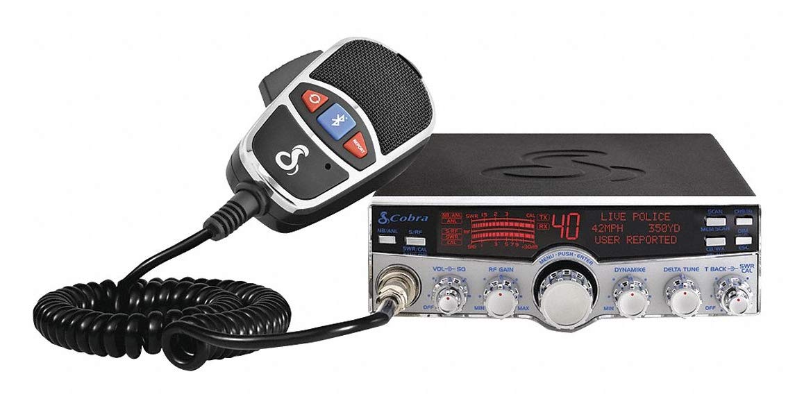 COBRA CB Radio, 4W, 9 ft. L Cord, 4-Pin