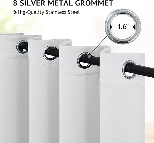 Miniatura 2 de COSVIYA Cortinas de oscurecimiento de habitación con ojales de 90 pulgadas de largo, poliéster grueso, bloqueo de luz, aislamiento térmico, cortinas