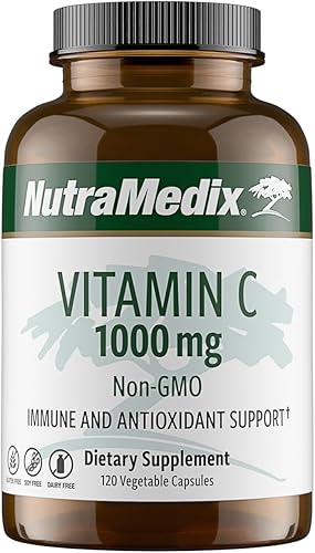 NutraMedix Vitamina C 1000 mg  Suplemento antioxidante para apoyo inmunológico y salud cardíaca  Vitamina C de ácido ascórbico  Vegano, sin OMG (120