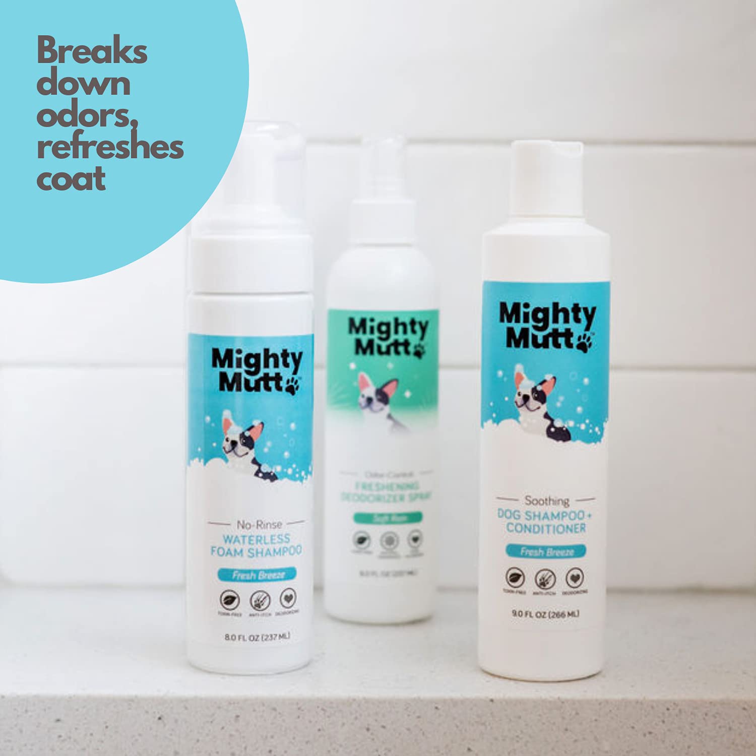 Mighty Mutt Ultimate Freshness Dog Grooming Kit – Includes Dog Dry Shampoo, Dog Shampoo and Conditioner, Dog Deodorizing Spray | Soothing, Deodorizing, Pet Friendly, Hypoallergenic | 3 Piece Set