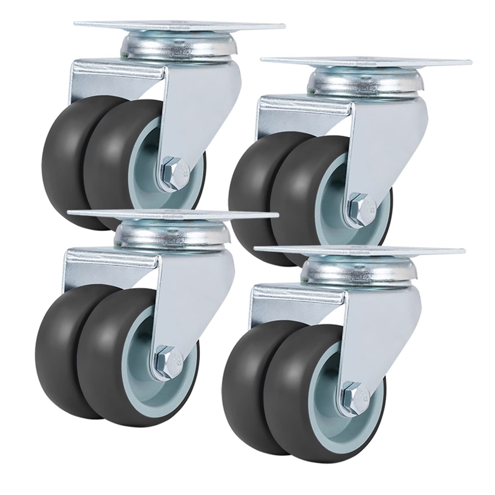 4 kółka Casters 2 cale Heavy Duty Swivel miękka gumowa hulajnoga z hamulcem (4 szt. bez hamulca)