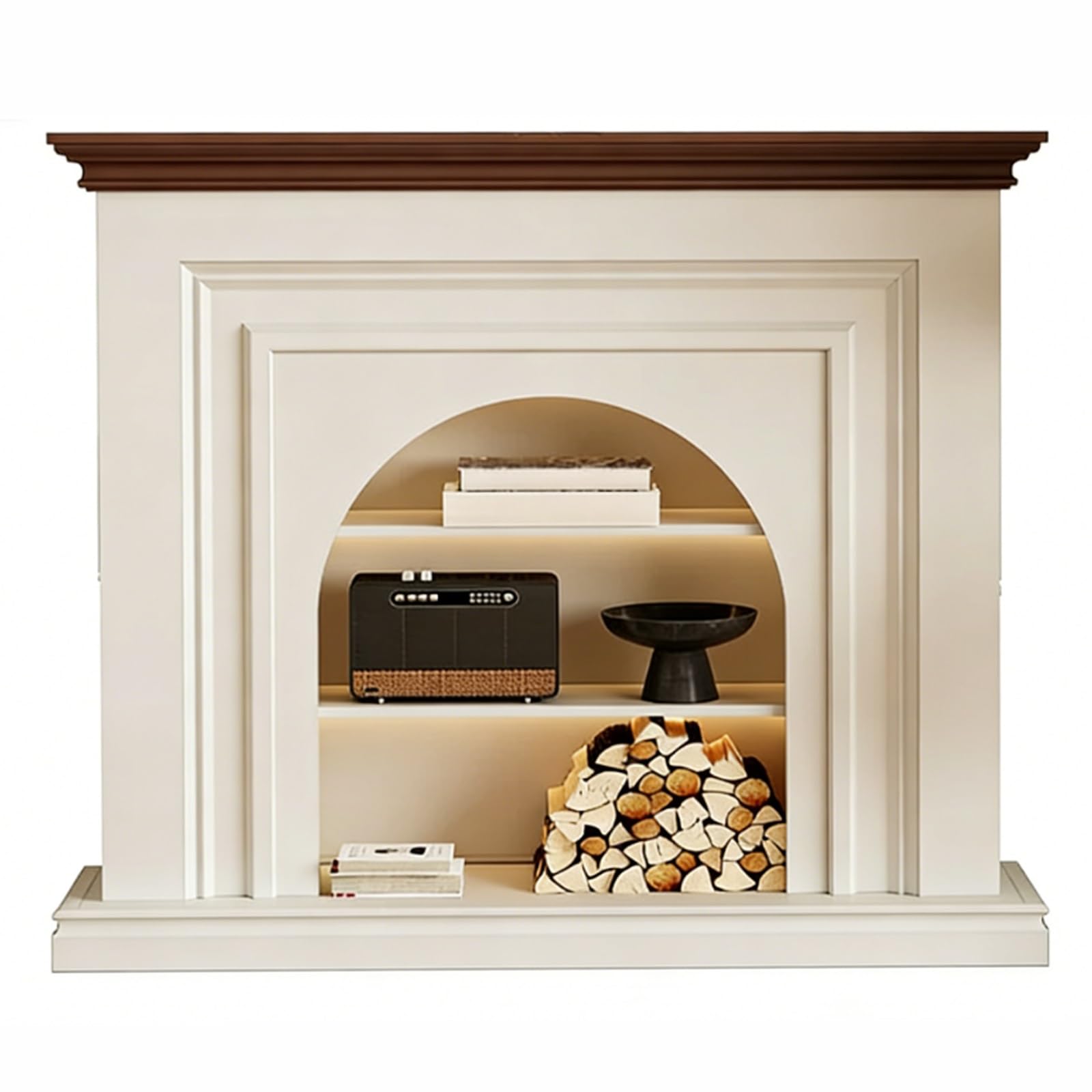 Fzl02068lm White Mantels Surrounds Arched Fireplace Mantel French Country Wooden Surround Freestanding Decorated Frame(,Xl)