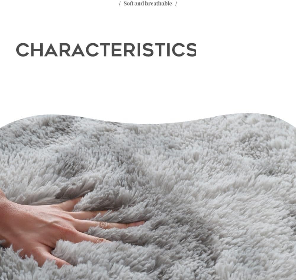 Lot de 3 tapis en peluche teints par nœuds de couleur unie pour salle de bain et salle de bain (gris foncé, lot de 3 pièces)