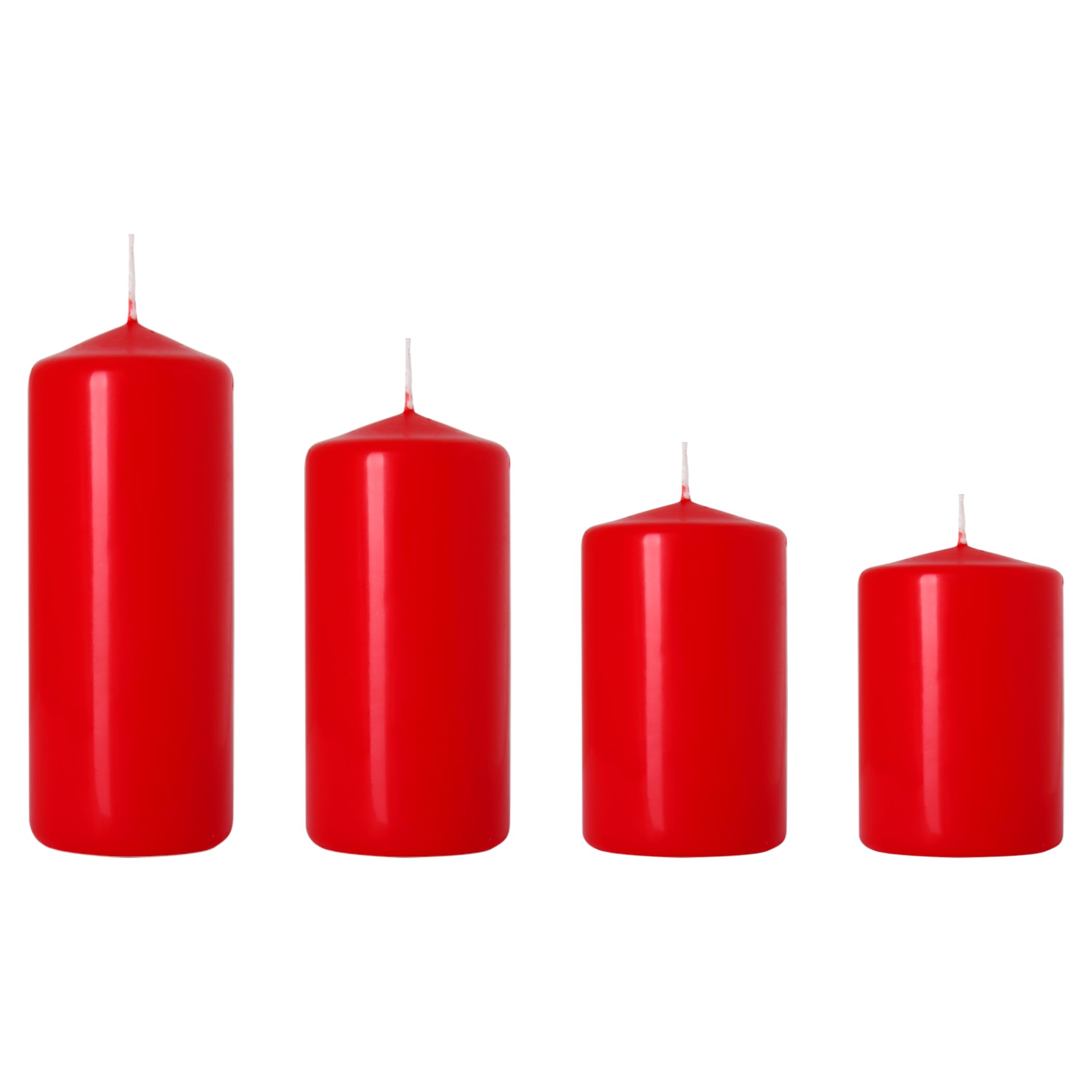 Soladirect Red, Matt Set Of 4 Pillar Candles, Set Of 4 Votive Candles, Decorative Household Candles, Unscented, Natural Vegan Wax, Clean Burn, Long Burning Time - Advent Wreath, Christmas, Etc. (Red, Matt)