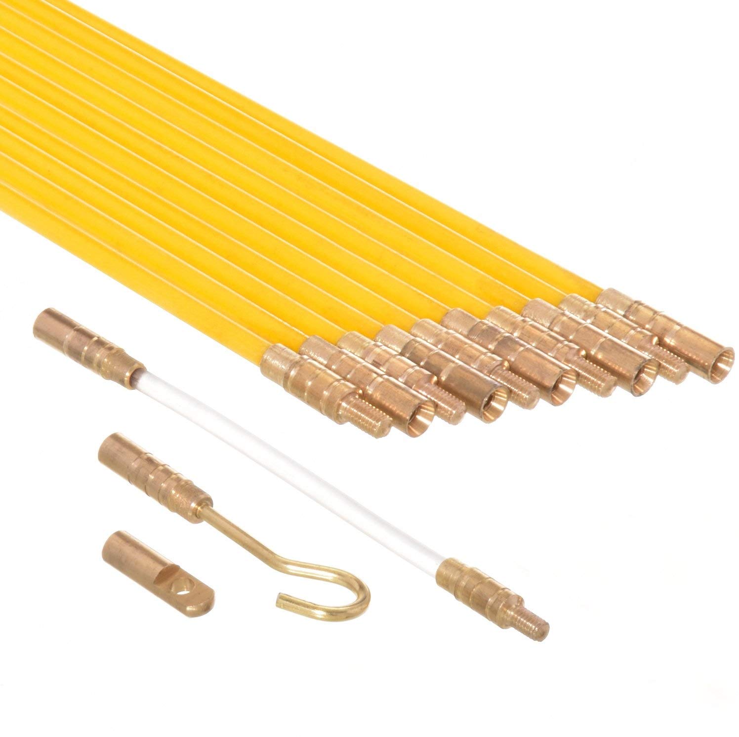 RamPro 33' Fiberglass Fish Tape Wire Puller - Flexible Wire Puller Electrical Fish Rod to Fish Wire Through Wall, Pull/Push Pole for Cable Fishing Tools - by