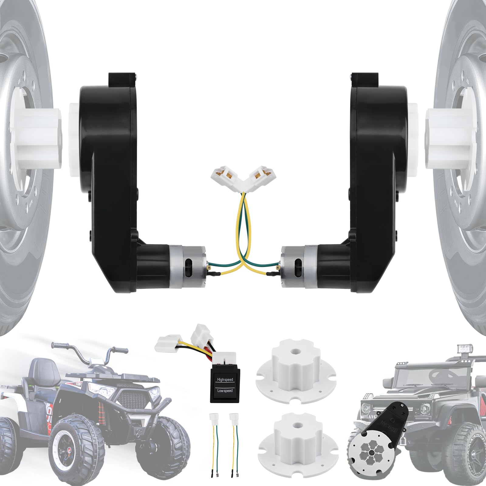 2PCS Kids Ride On Car Gearbox, 12V RS550 40000RPM High Speed Drive Motor Gearbox with 2 Coupler Suitable for Replacing and Upgrading Motors in