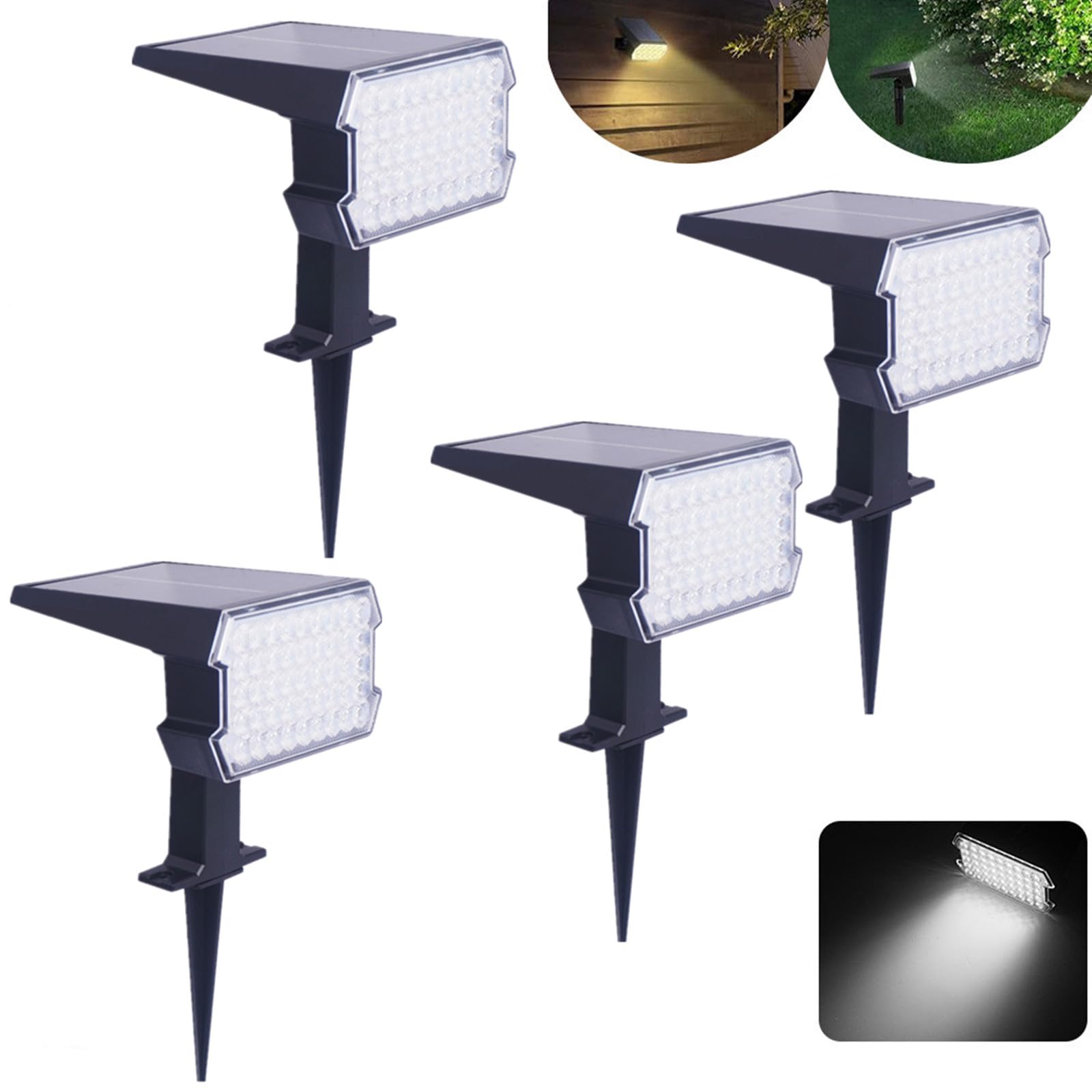 Fosingut 4Pcs Solar Spot Lights Outdoor Garden,45 LED 3 Modes IP65 Waterproof Garden Uplighters Solar Powered,Auto ON/Off Dusk Till Dawn Landscape Spotlights for Yard,Driveway,Path 6500K Cool White