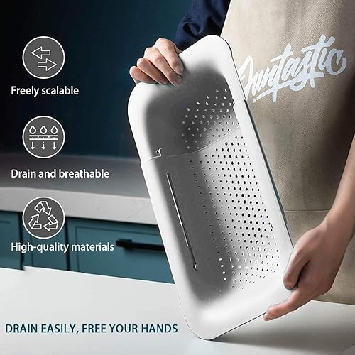 Miniatura 6 de Coladores y coladores plegables para fregadero sobre el fregadero, colador plegable extensible de plástico para frutas y verduras, cesta escurridor