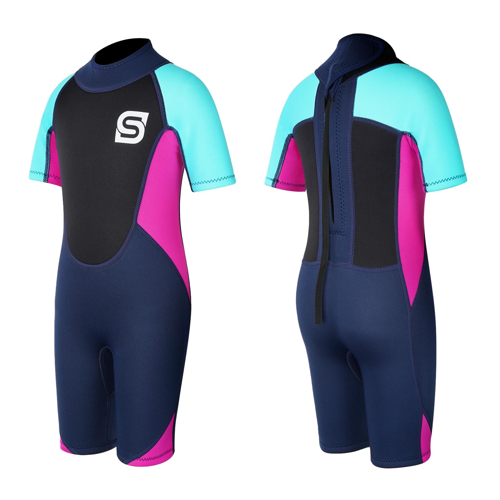 Muta Bambino Bambina 2.5mm Neoprene Shorty Muta con Nuoto Braccioli Termica Protezione UV Stampa mimetica Muta da Sub per Surf Diving Snorkeling Nuotare sport acquatici