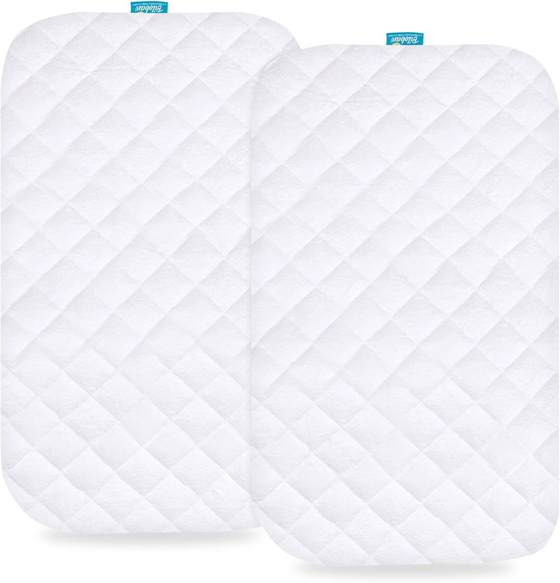 Biloban Bassinet Mattress Pad Cover, 2 Pack, Waterproof Quilted Ultra Soft Viscose Made from Bamboo Terry Surface, Fits Cloud Baby/Yacul Bedside Crib, White, 20"W x 30"L | Fit for Cloud Baby Bedside Bassinet/Yacul Bedside Crib/Simmons Kids Bassinet(not for twins), White