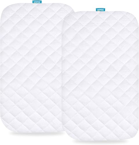 Funda de colchón para moisés compatible con AMKE 3 en 1 para bebé (35 x 20 pulgadas), paquete de 2, impermeable, superficie de bambú ultra suave,