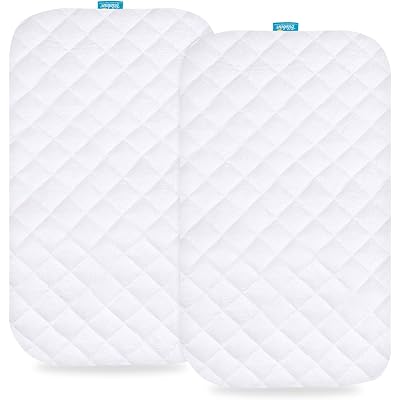 Waterproof Bassinet Mattress Pad Cover Fit for Jimglo 3 in 1, Nordmiex, BabyBond, INFANS, HARPPA, and Ihoming Bedside Bassinet, 2 Pack, Ultra Soft Surface, Breathable and Easy Care