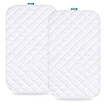 Waterproof Mattress Pad Cover Compatible with Pamo Babe Baby Bassinet Bedside Sleeper and AMKE Baby Bassinets Bedside Sleeper, 2 Pack, Ultra Soft Surface, Breathable and Easy Care