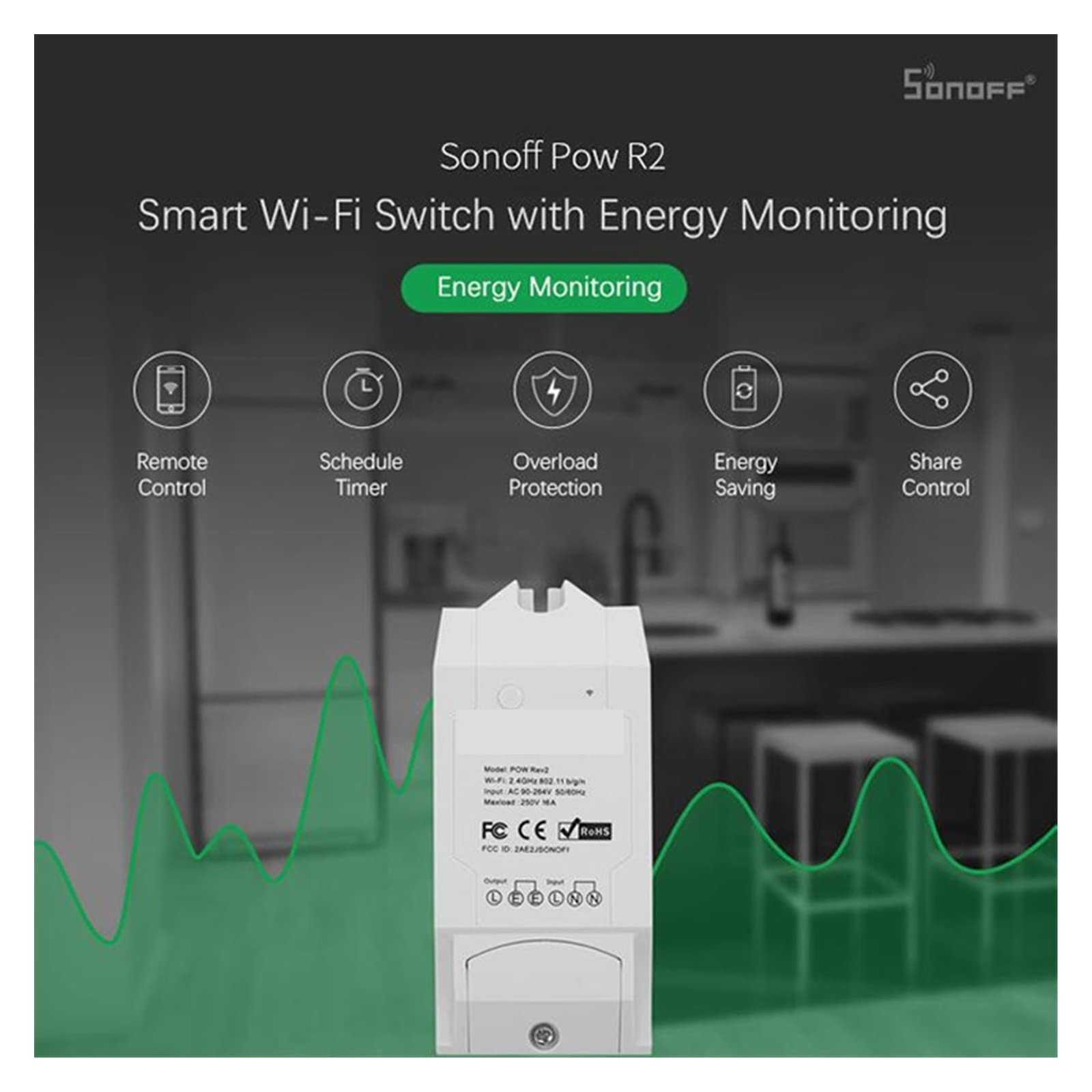 Compteur Électrique Monophasé, Commutateur intelligent de moniteur de compteur d'énergie de puissance 25A avec fonction de partage de synchronisation Module de maison intelligente à télécommande , Fac