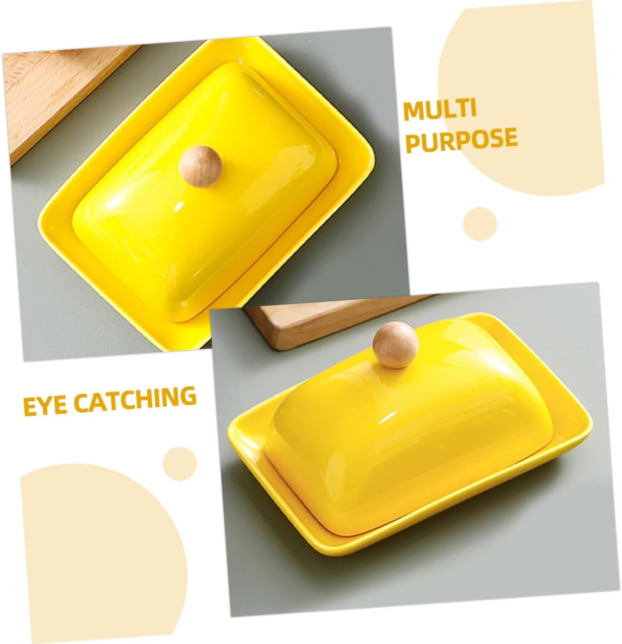 Ceramic Butter Keeper Container with Lid Porcelain Butter Dish for Refrigerator Storage