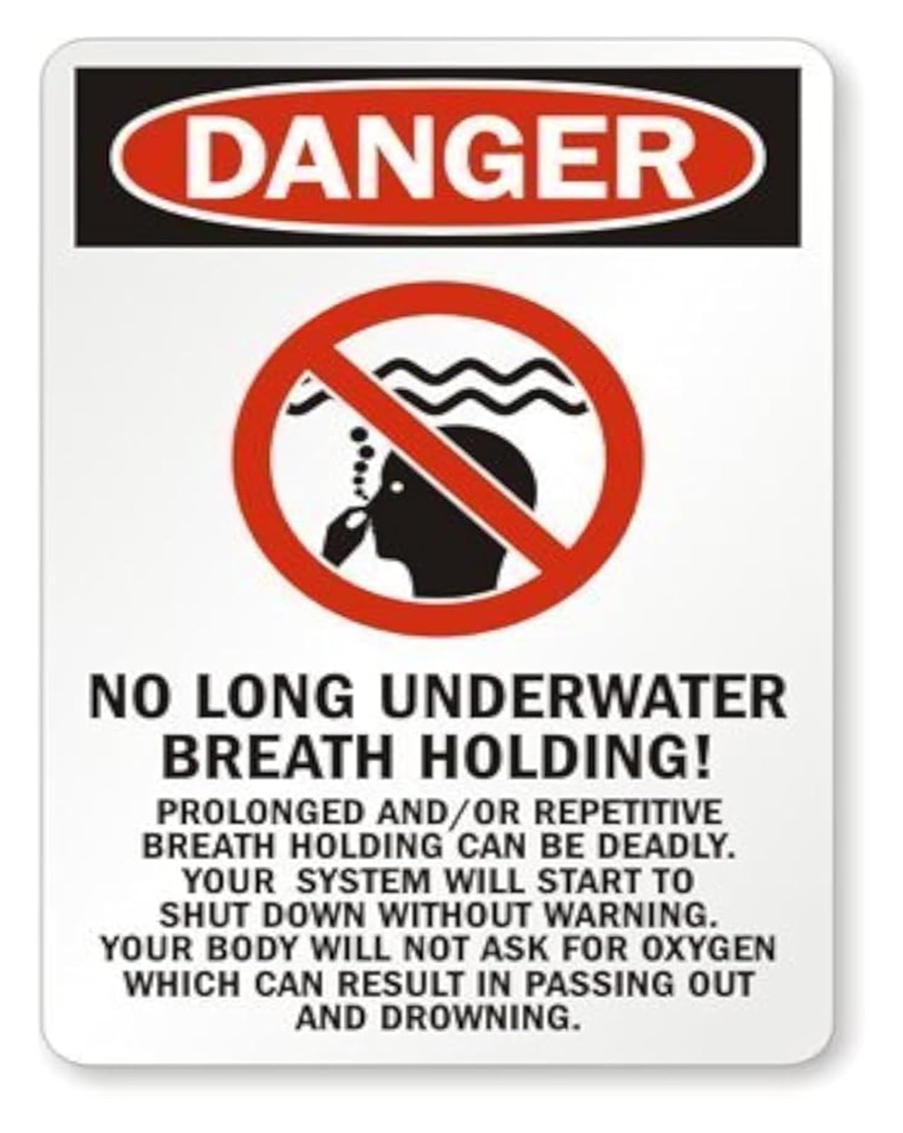 NWPNLXEA Underwater Activity Hazard Caution Sign May Cause Blackout and Drowning Aluminum Sign for Gym 8 X 12 in