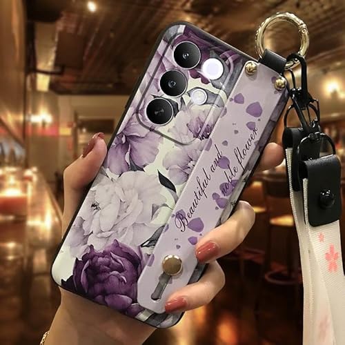 Phone Case Compatible with Realme C85 Pro 4G, Dirt-resistant Shockproof Phone Holder Soft case Wristband Waterproof Ring Anti-kn