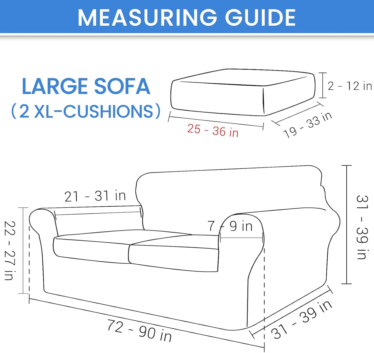 CYCMCAO 3 Piece Stretch Sofa Covers for 2 Cushion Couch, Non Slip Loveseat Covers for Living Room, Furniture Covers for Pets Washable, Thick Sofa Slipcover(Off-White), 71"-91"(Large)