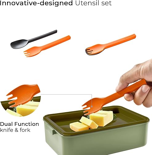 Miniatura 8 de linoroso Lonchera Bento apilable de 2 piezas para adultos, satisface todas las necesidades de alimentos, ensaladas y aperitivos, lonchera Bento