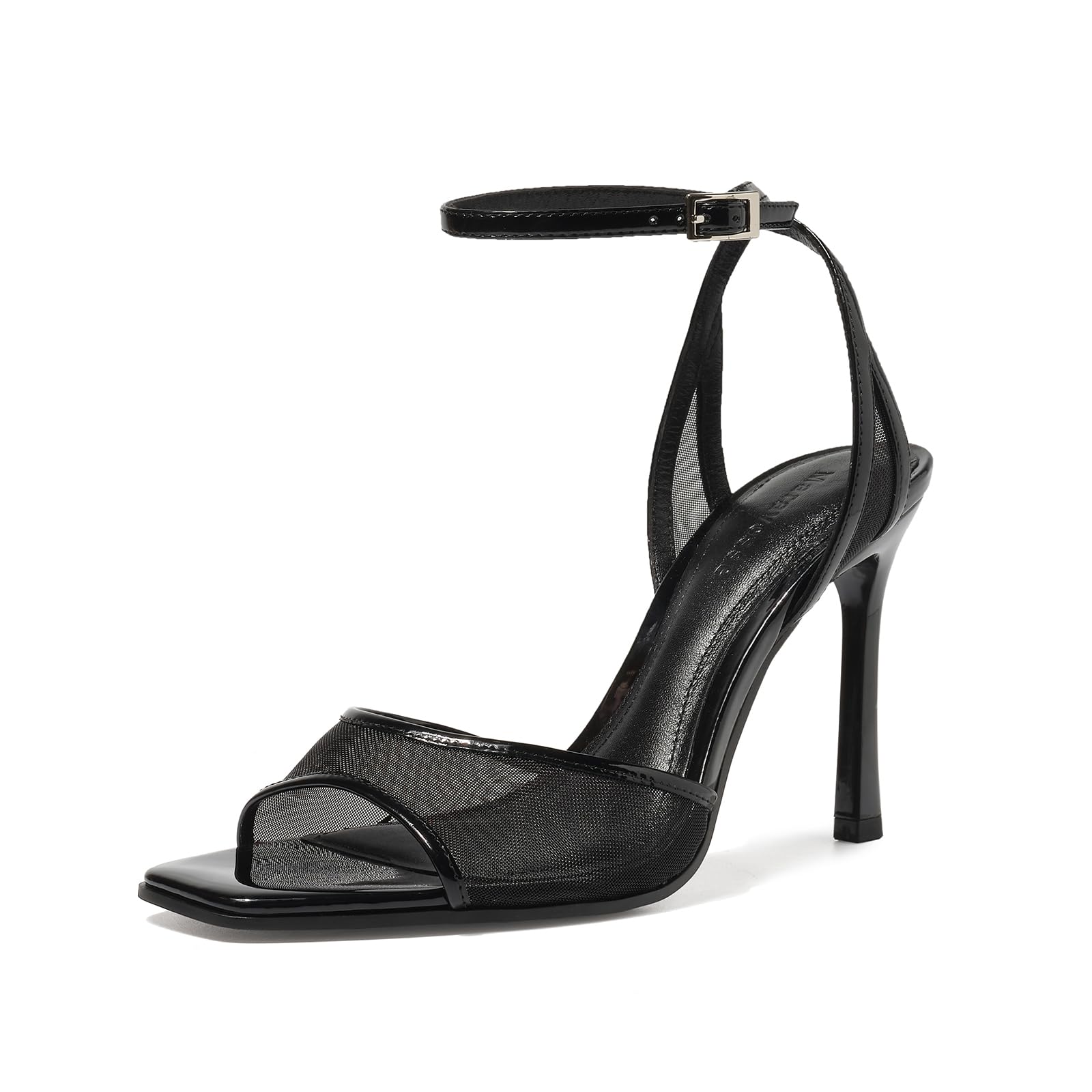 Maravosse Strappy Heels for Women Dress Sandals Square Open Toe Heels Mesh Sexy Summer Shoes