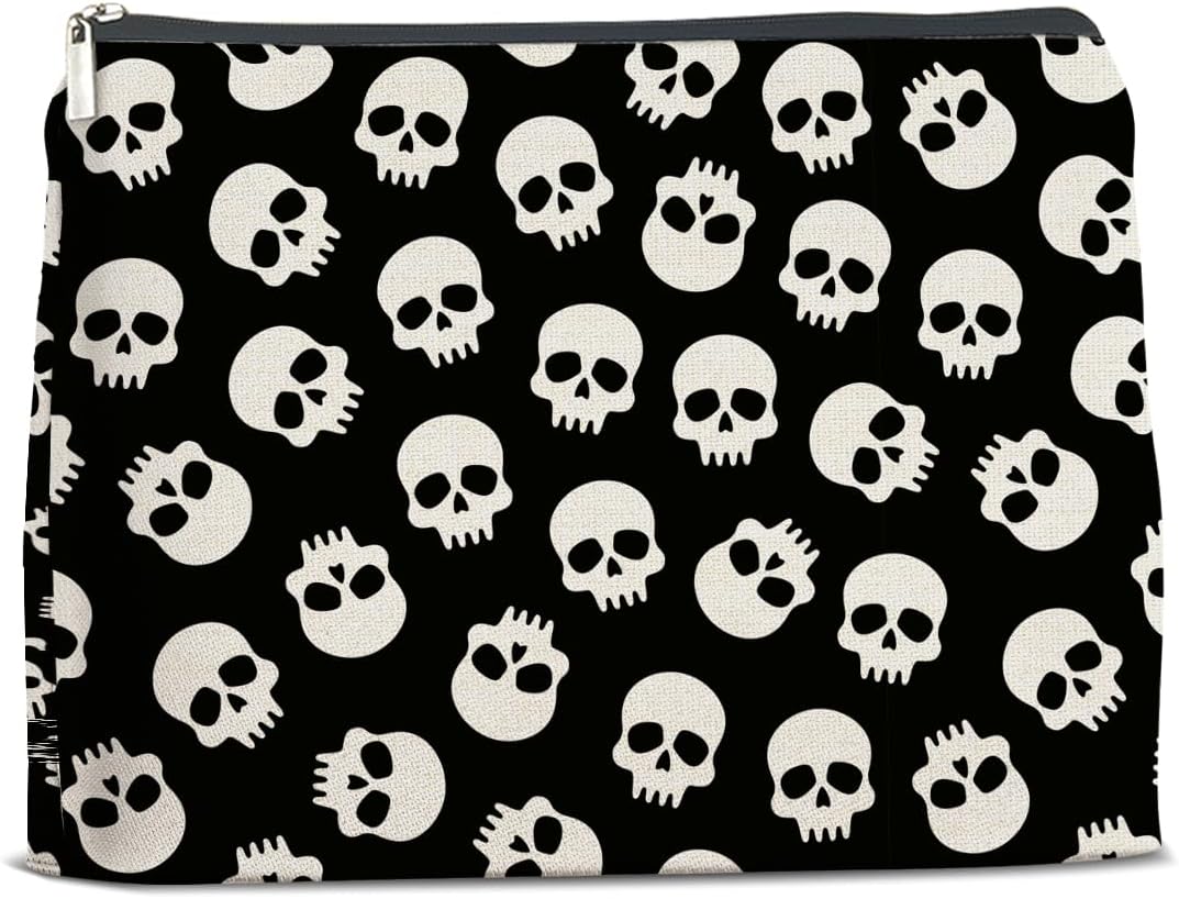 LyoGao Skull Makeup Bag, Gothic Halloween Cosmetic Bag for Women Girls