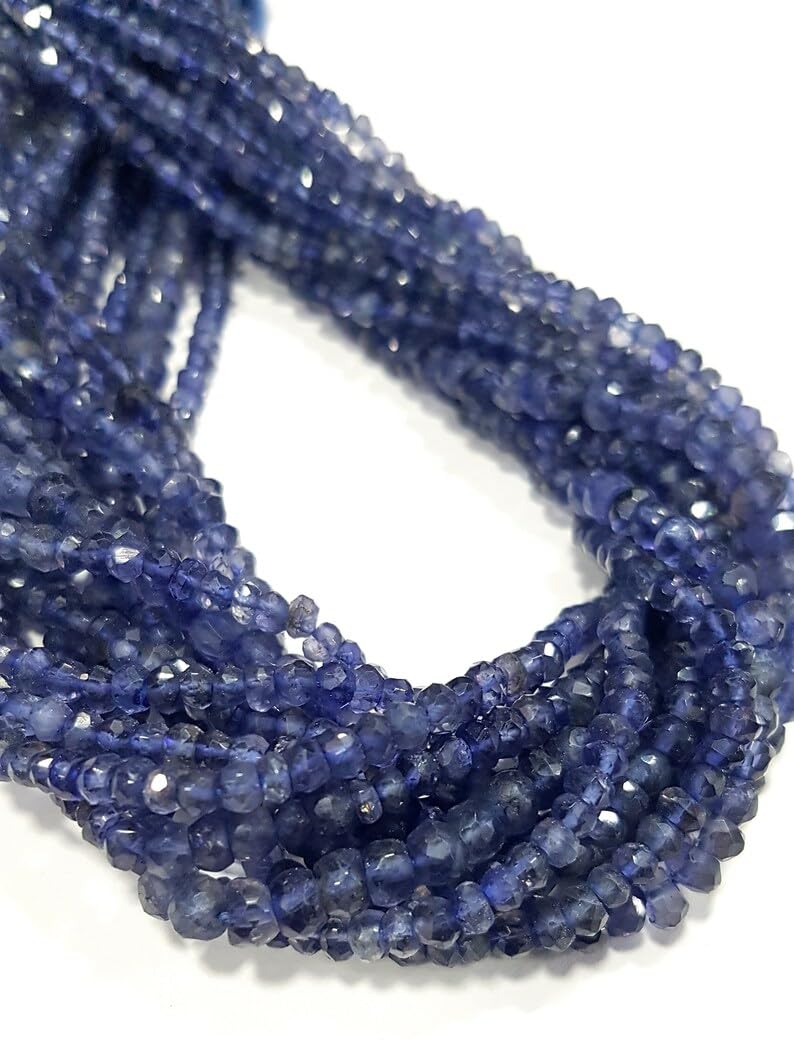 Perles en pierre naturelle iolite rondelle facettée 3mm cordon bijoux DIY collier bracelet