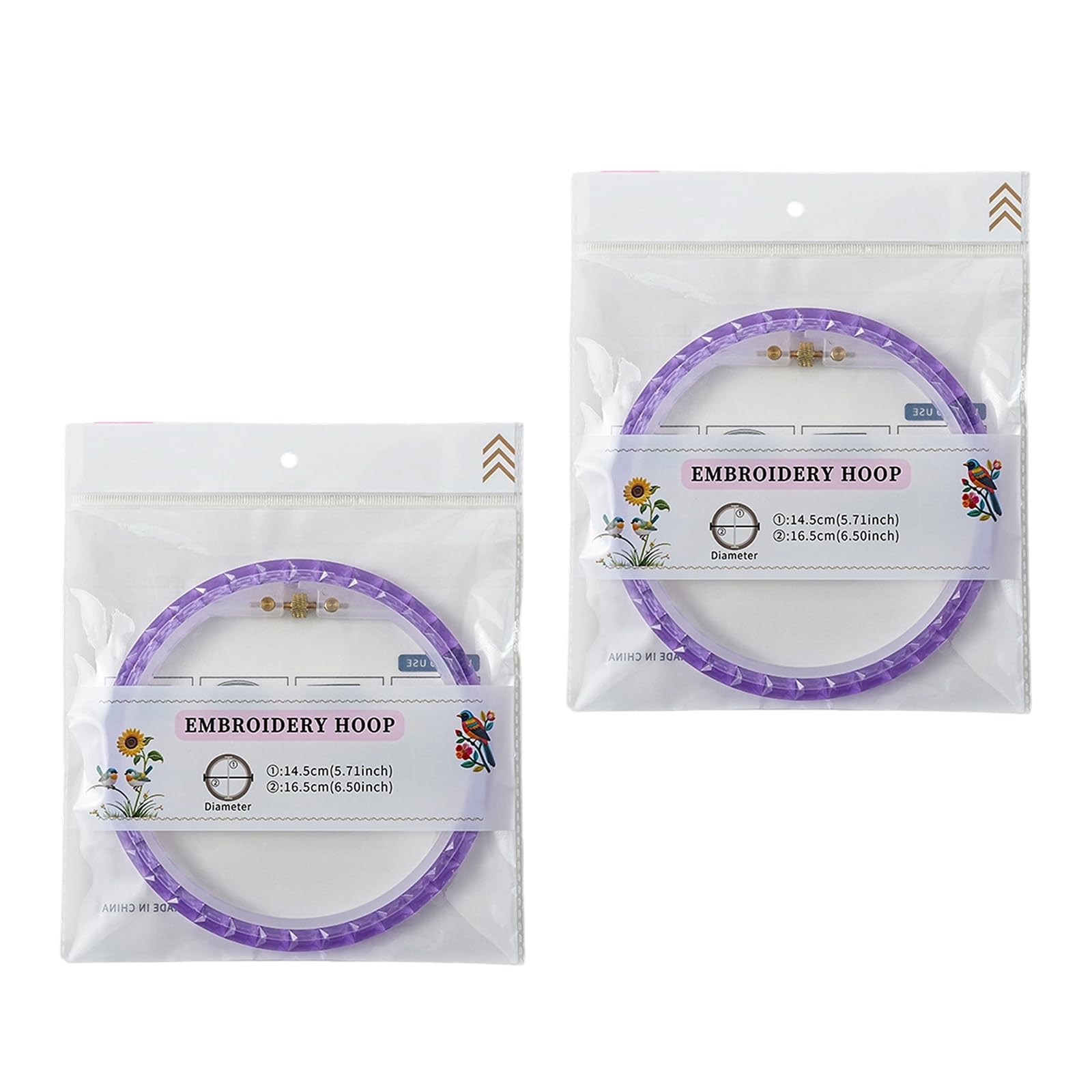 Yjcnelcr 2Pcs Beads Painting Hoop Circular Embroidery Frames with Copper Screw for Beads Painting Needlework Stone Hoop