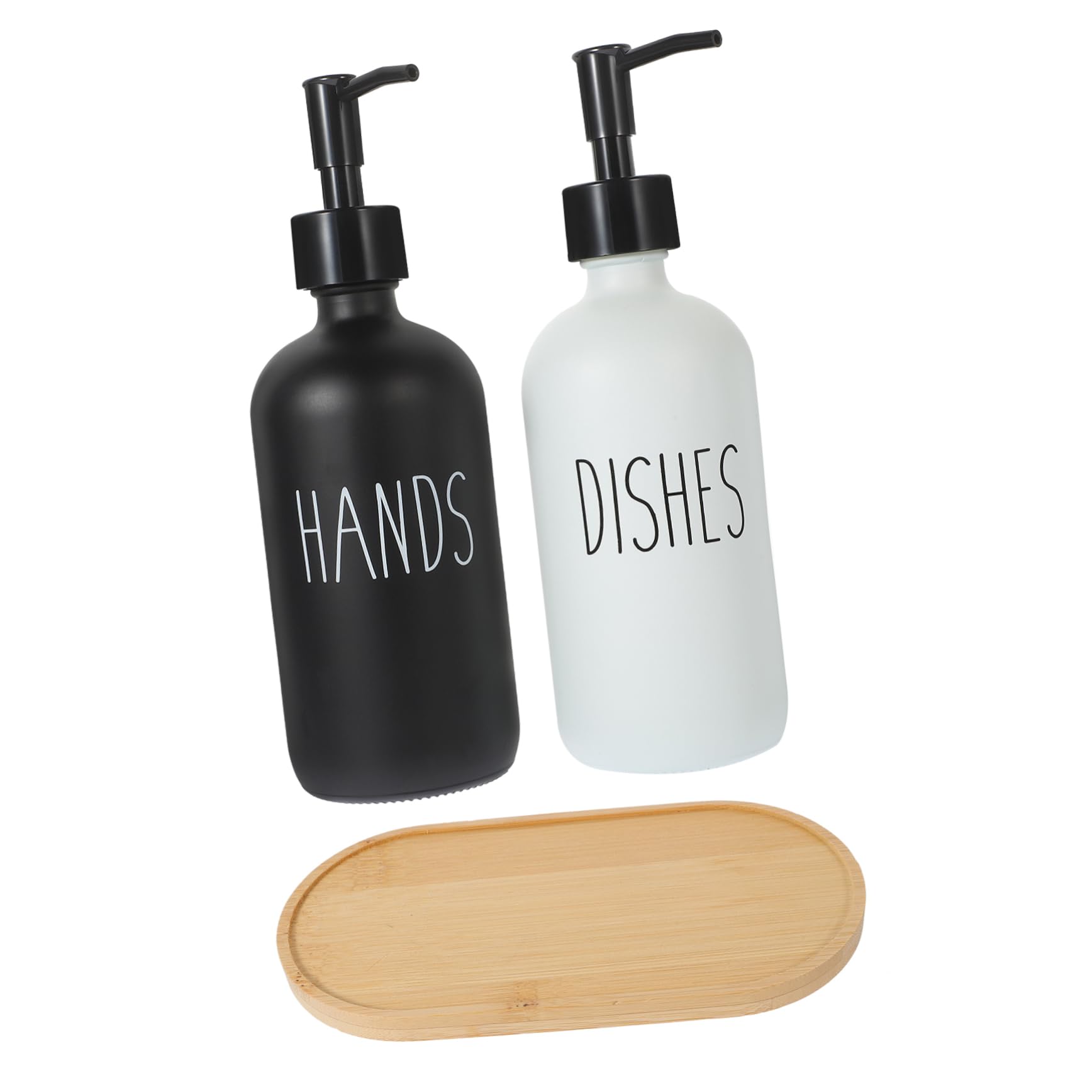 Happyyami Dispenser con Vassoio Bottiglie per Manuale e Detersivo Design Bagno