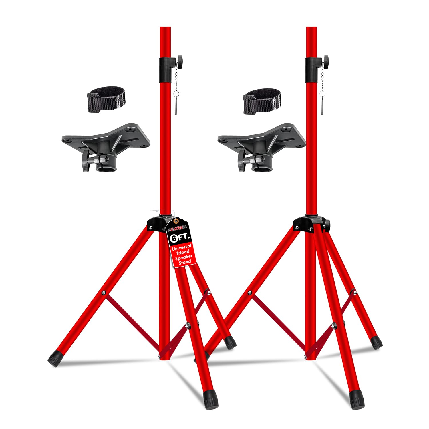 5 Core Adjustable Speaker Stands Pair – Tripod DJ Floor Stands for PA & Studio Monitors, Pole Mount Extends 40" to 72", Heavy-Duty Metal with Safety