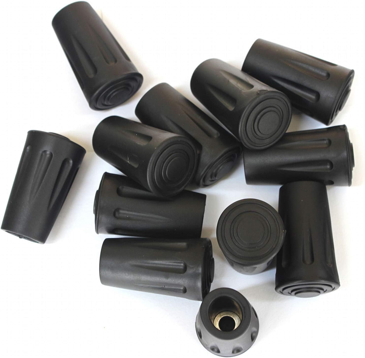 Trekking Poles - 12 Pack Replacement Durable Rubber Tips Protector - Fit with Standard Walking Sticks, Shock Absorbing, Adds Grip & Traction - Lightweight