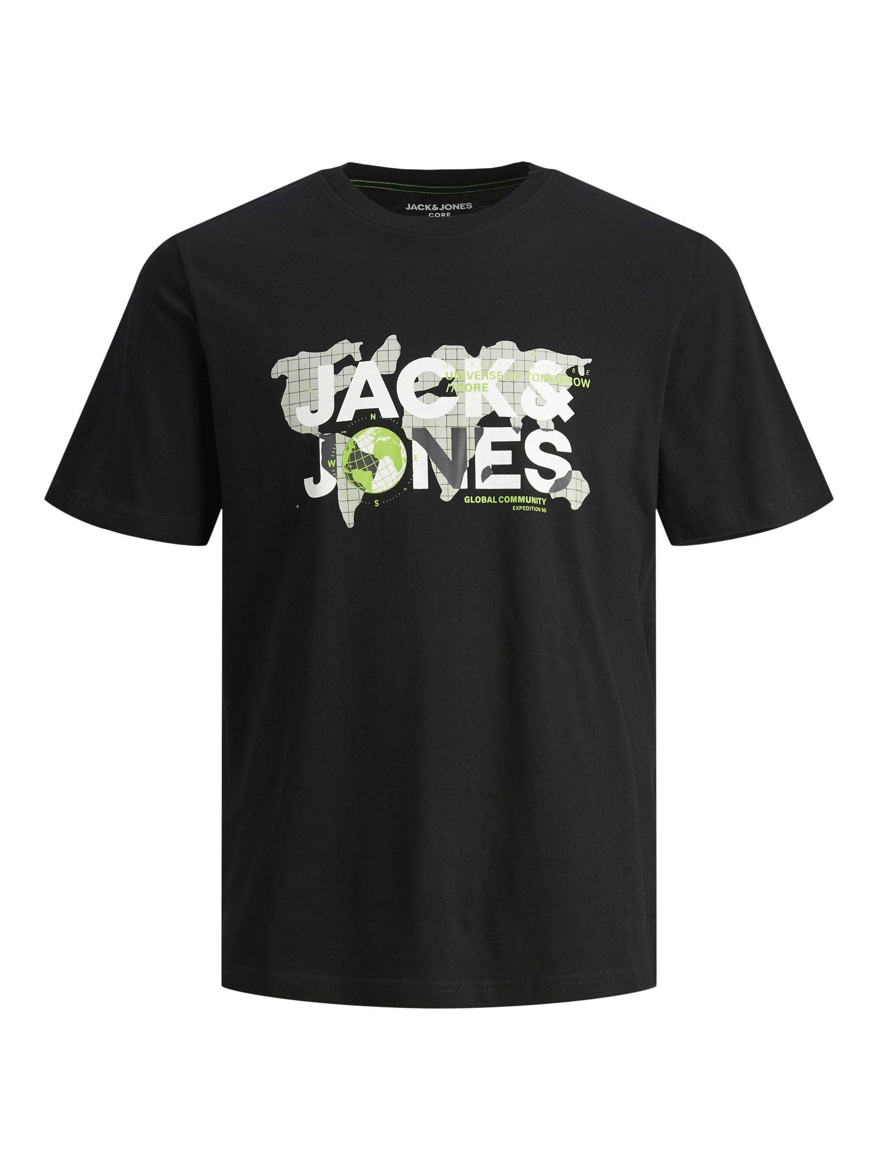 JACK & JONES Men's Jcodust Tee SS Crew Neck Noos Polo Shirt, Black, L